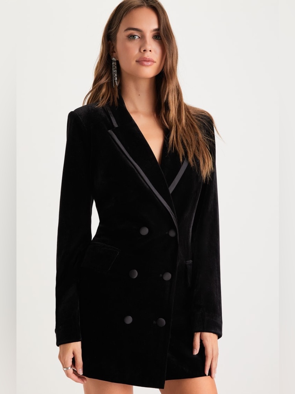 Lulus Sophisticated Expression Black Velvet Blazer Dress Size XL NWT